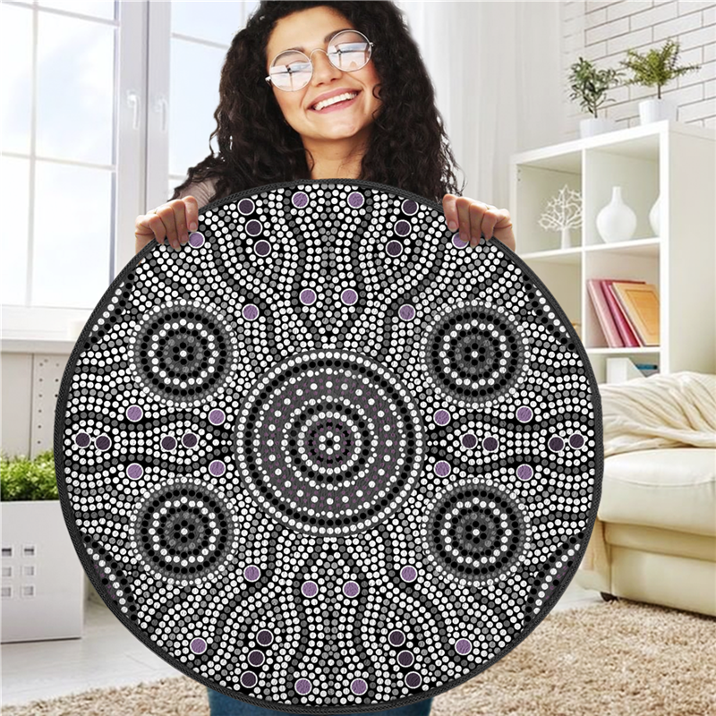 Aboriginal Känguru laufen Eidechse Australia Art Circle Teppich Nicht-Schlupfmatte Esszimmer Wohnzimmer Weiches Schlafzimmer Teppich