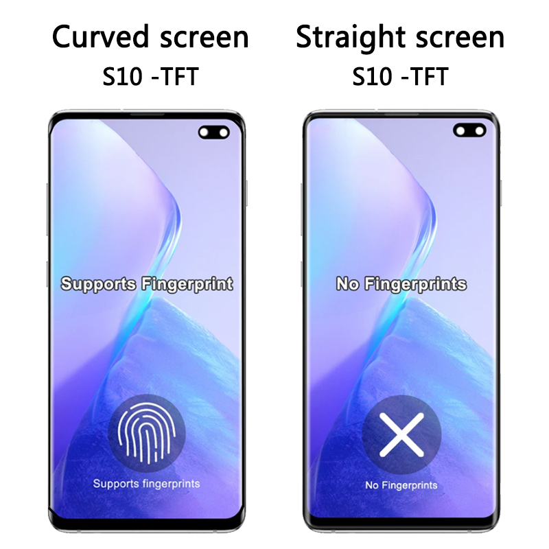 Qualidade TFT com quadro para Samsung S10 Plus S10+ G975F LCD Exibir tela de toque digital para Samsung S10 G973F Substituição de tela