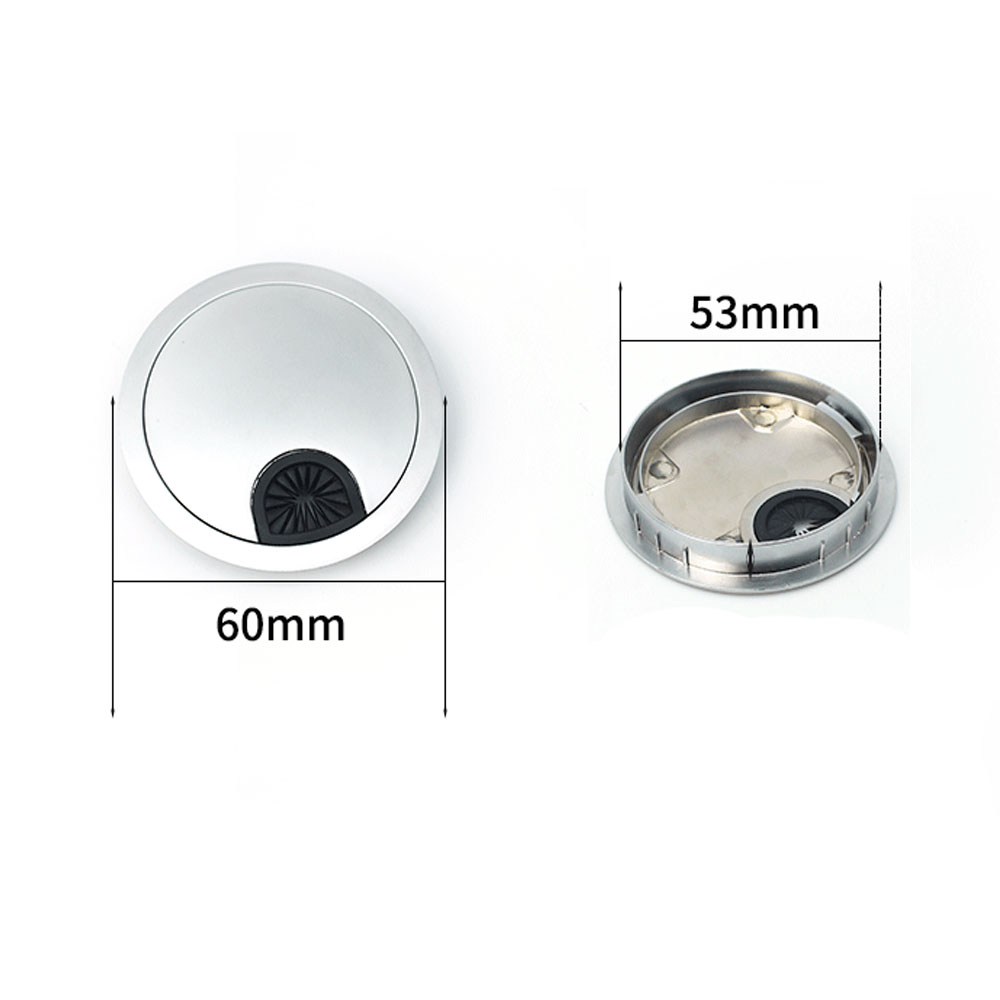 Zinklegering Round Table Wire Hole täcker Outlet Port Computer PC Desk Cable Grommet Line Holder 53mm Office Desk Accessories