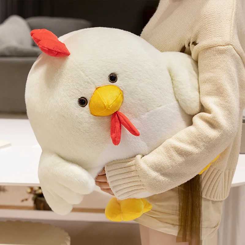 Plush Dolls New cute rooster plush toy filled with fluffy living animals rooster soft doll little chicken pillow birthday gift J240410