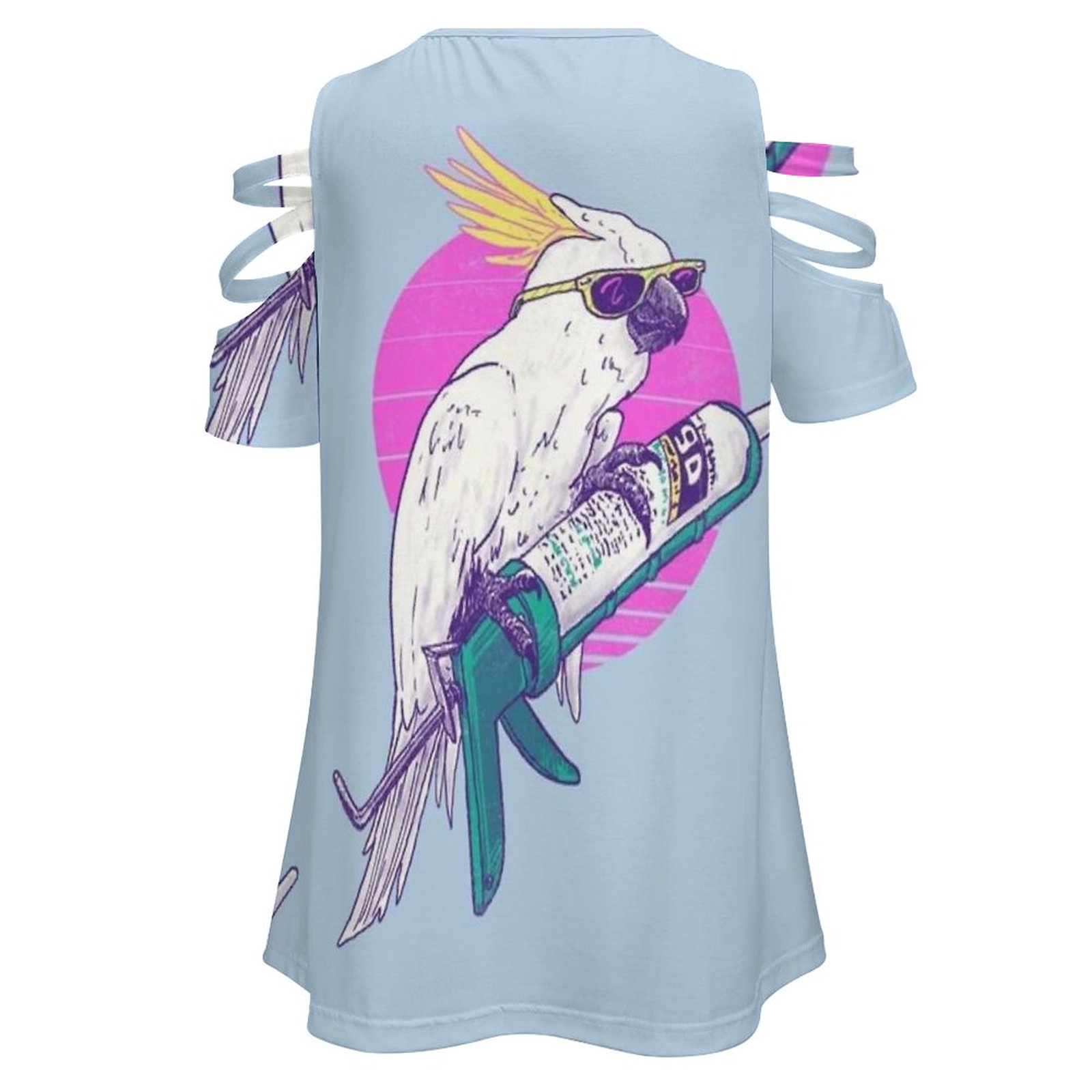 Caulkatoo Women Zipper Sexy Gedrukte Vintage T Shirts Tops Full Print T-Shirt Bird Lol Pun Cockatoo Tropical Caulking Caulk Gun