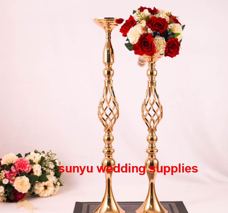 Ny stil 12stTall Metal Golden Vase Modern Decor Tall Wedding Trumpet Vase Senyu0231