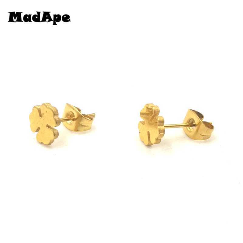 Colliers pendants Madape Hot Vente Classic Clover Boucles d'oreilles en acier inoxydable Gold Couleur Femmes Moucles d'oreilles SUR BOUCLES DOREILLES ARETES BIELLIR 240410