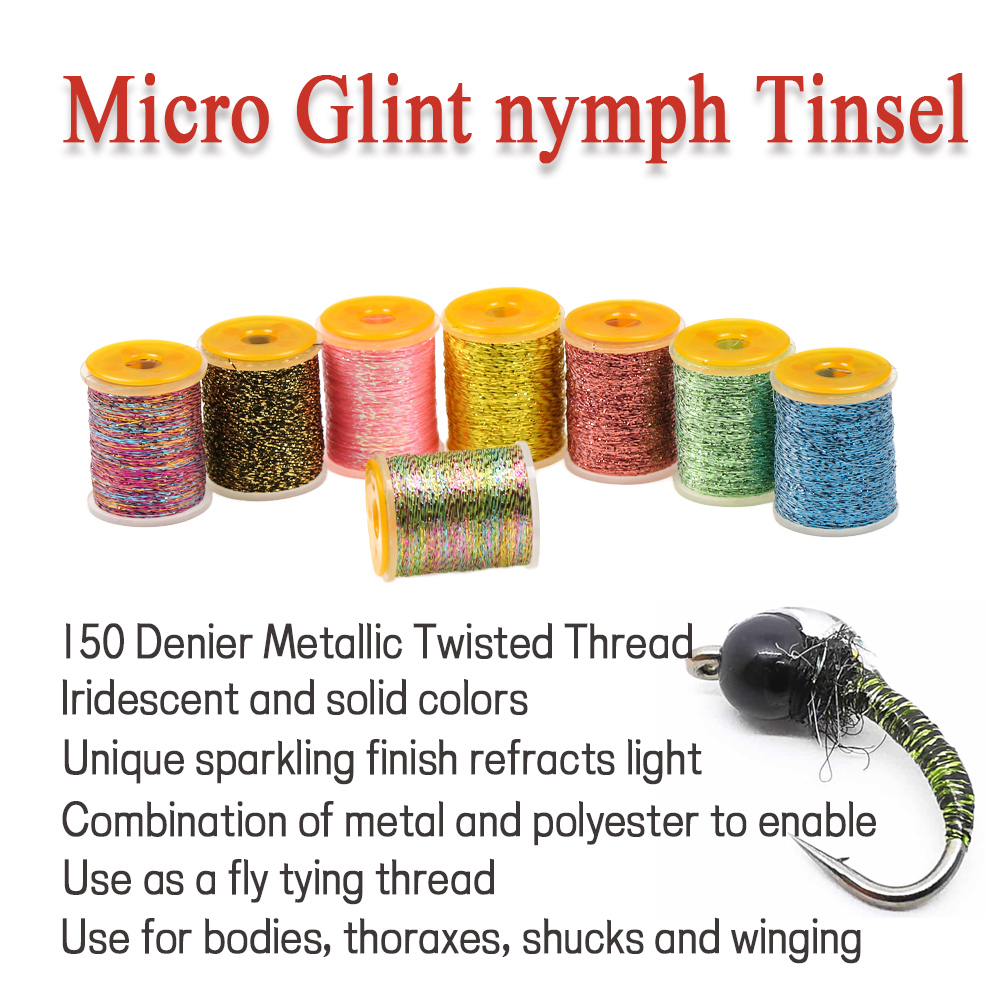 VTWINS 150D Micro Glint Nymph Tinsel Metallic Yarn Frea