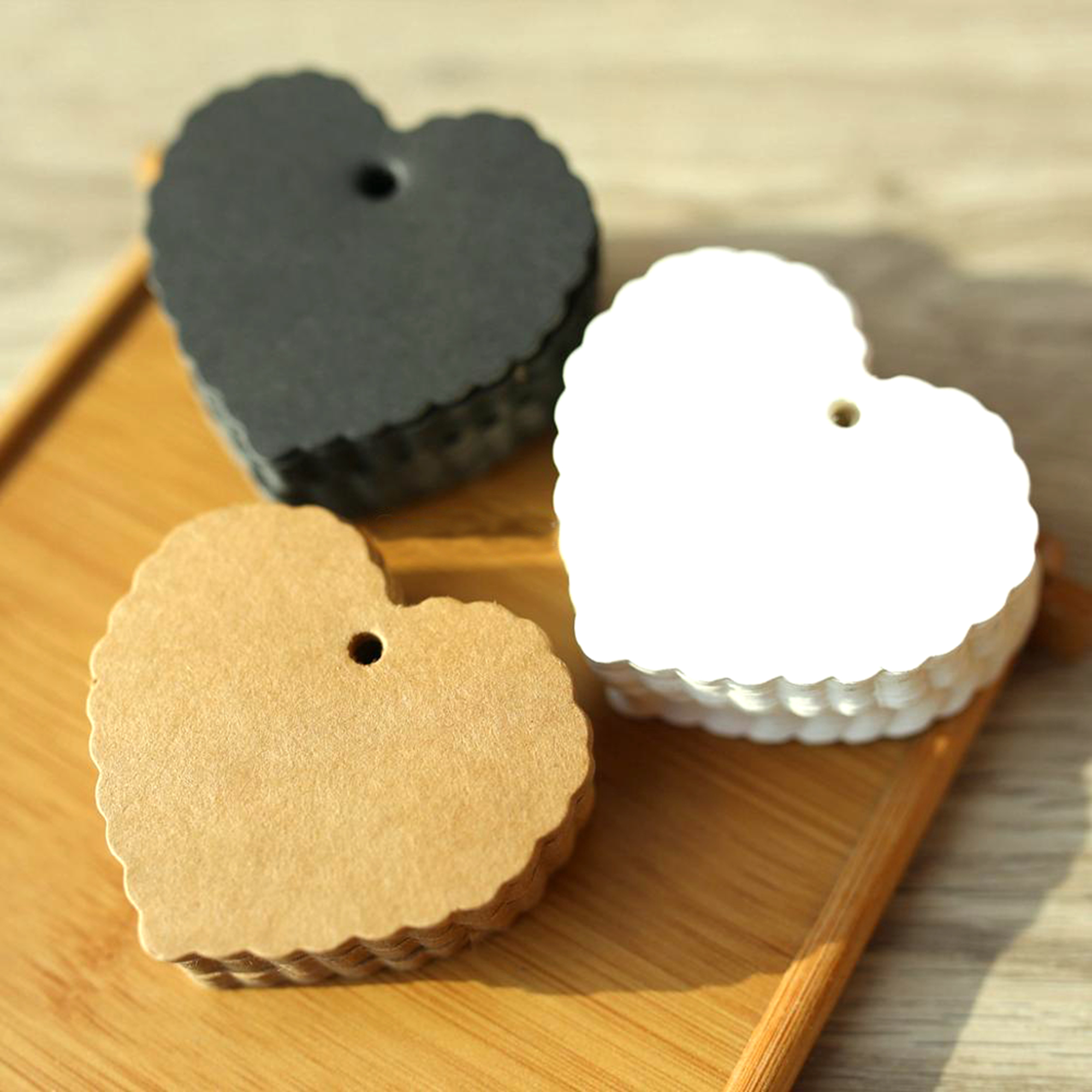 Heart Shaped White Black Brown Kraft Paper Tags Gardening Labels DIY Wedding Note Blank Craft Gift Tag 6x5.5cm 