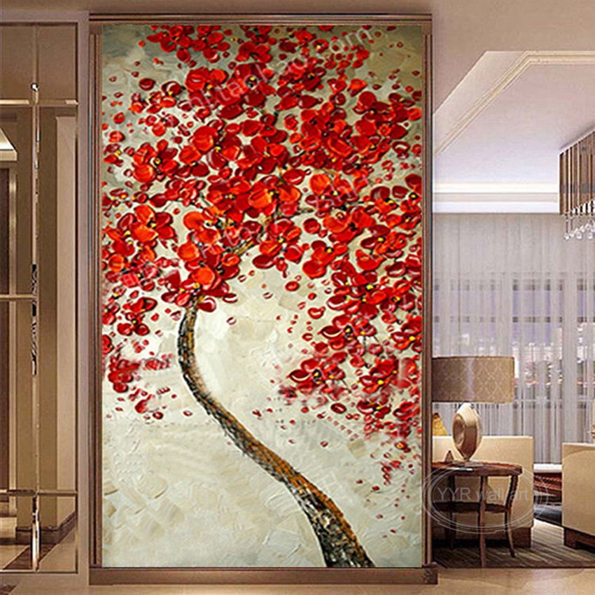 Аннотация нож нарисован толстые красные деньги дерево стены на стенах плакат отель отель декор ручной картинг маслом
