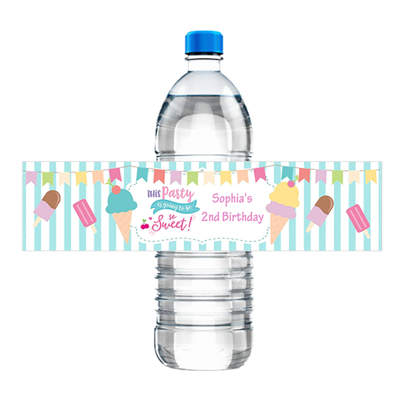 Thème de crème glacée Birthday Bottle Bottle Labels Personnalisez le premier anniversaire Baby Shower Stickers de fête d'été personnalisés