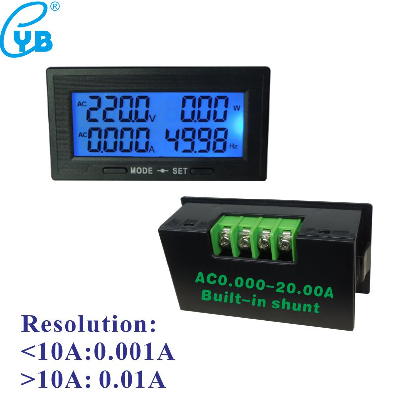 YB5142DM AC 0-500V Digital Voltmeter Ammeter 0-20A 100A 200A 500A 1000A Voltage Current Wattmeter Energy Frequency Power Meter