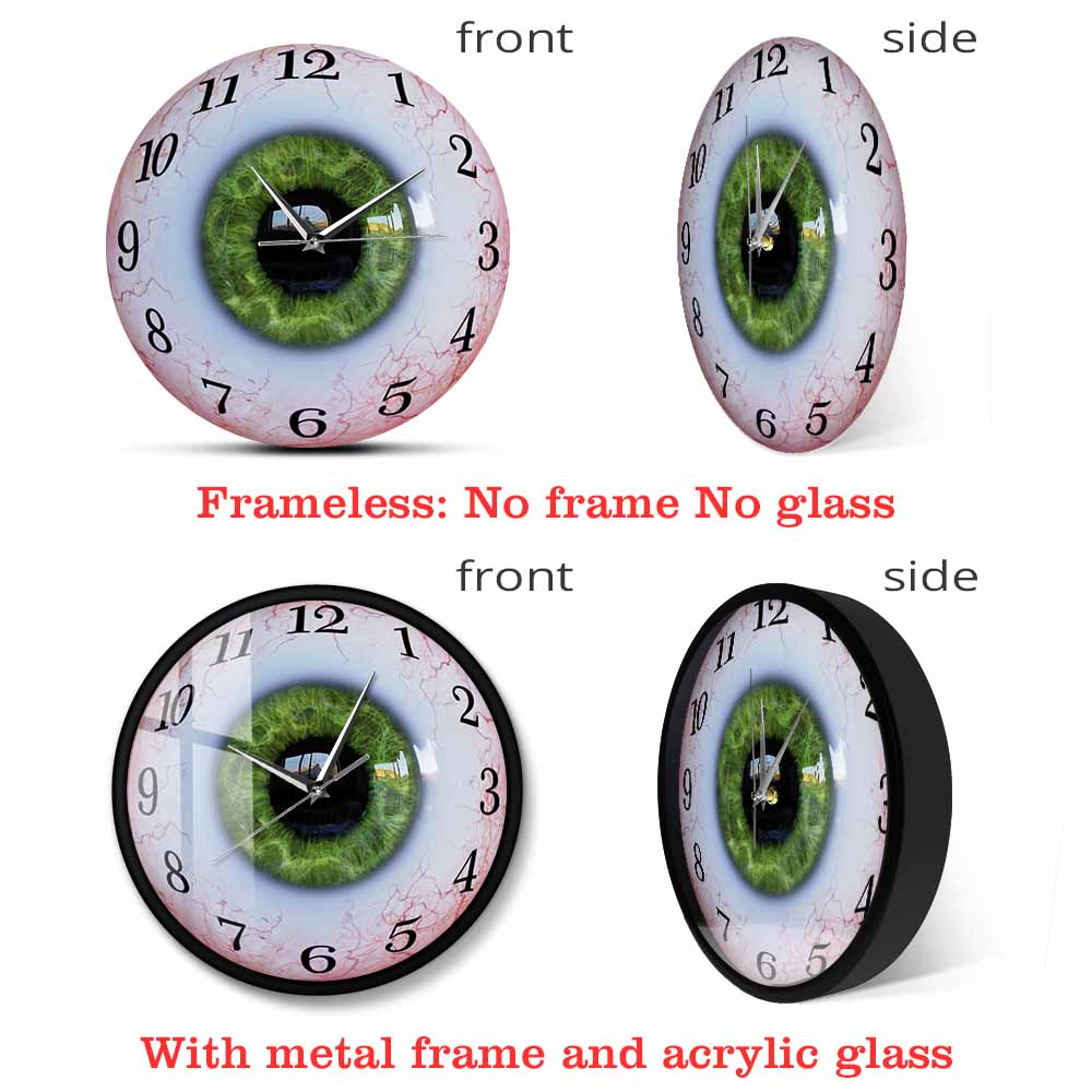 Collée oculaire réaliste avec horloge murale verte Ortométriste Office Clinic Art Art Decor Medical Art Science Ophthalmologiste Cadeau