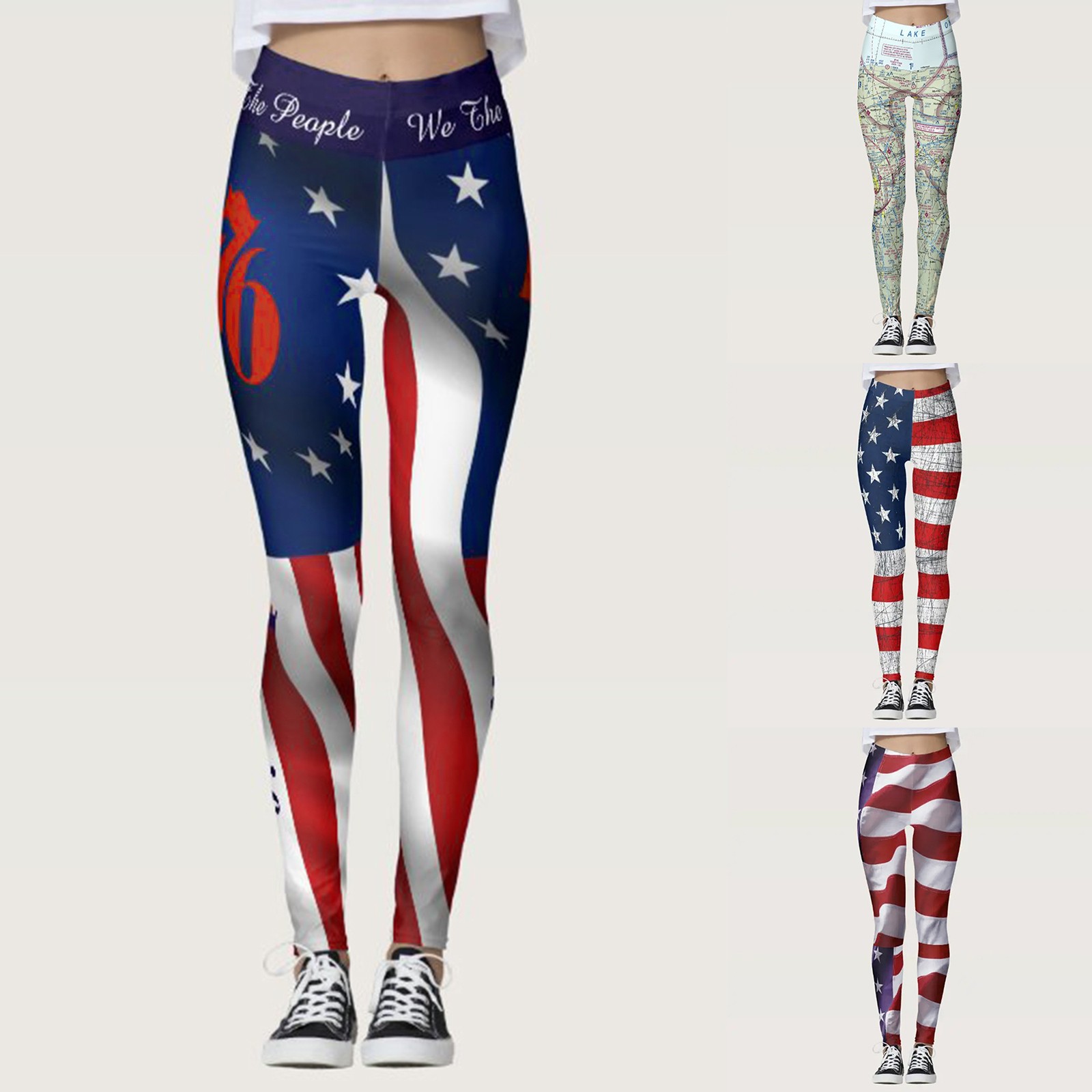 Vrouwen Patriottische VS AMERIKAANSE VLAG GEMEENSCHAPPELIJKE LEGINGEN LEGINGS SKIJ BROEK VOOR YOGA LOPENDE PILATES DRAMMEN VAN DE GECROPTED JEANS