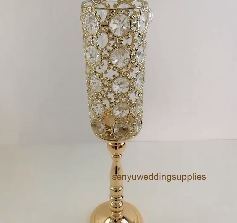 Gold/ Silver Flowers Vases Candle Holders Road Lead Table Centerpiece Metal Stand Candlestick For Wedding Party Candelabra 1290