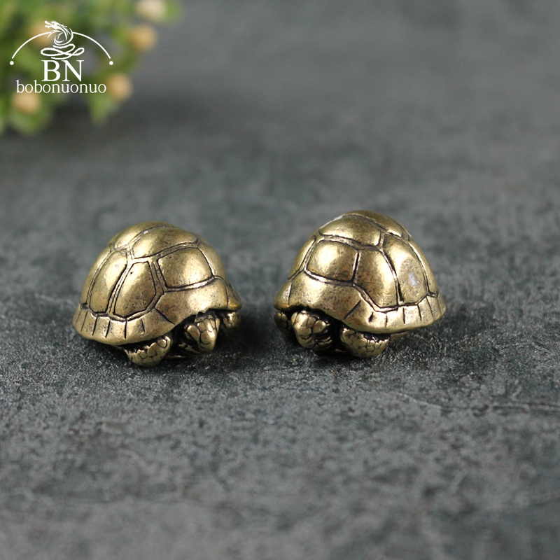 Heavy Ball Shape Turtle Miniatures Figurines Antique Metal Brass Animal Tortoise Small Statue Tea Pet Table Ornament Home Decors