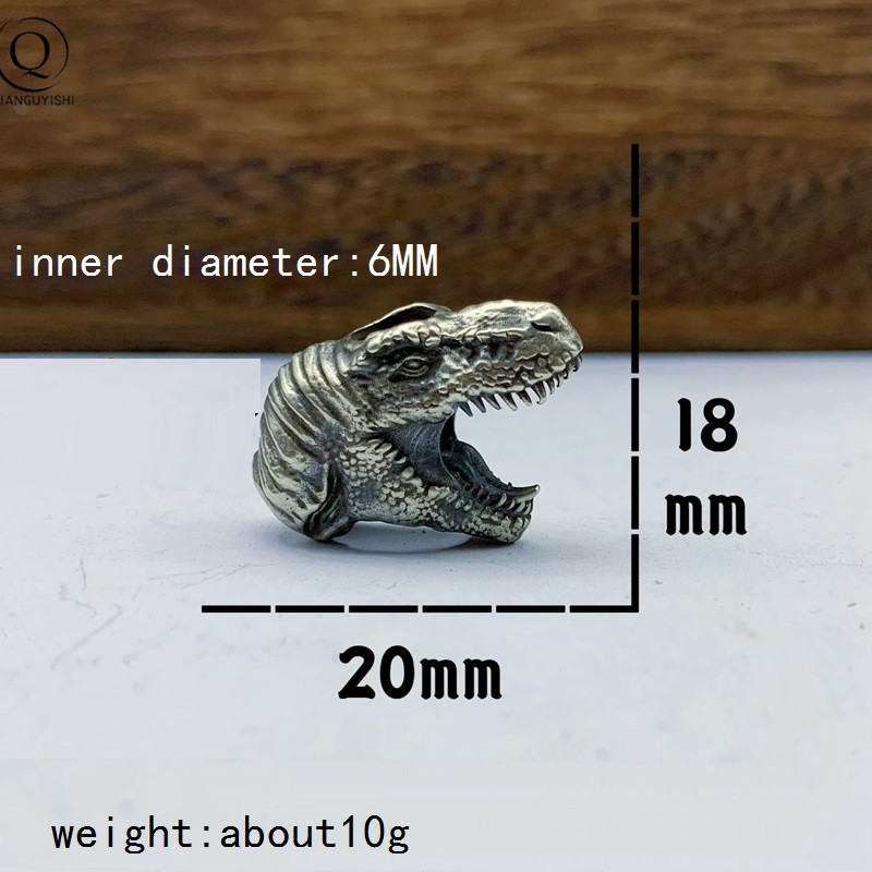 2022 Jurassic Tyrannosaurus Brass Knife Bead Jewelry DIY Paracord Hangings Accessories Animal EDC Outdoor Tool Lanyard Pendants