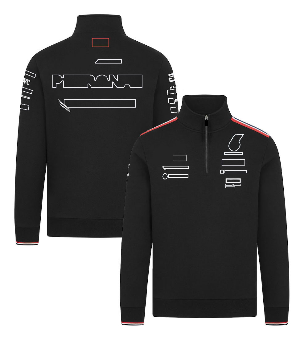 2024 F1 F1 Fórmula 1 Fórmula 1 Official Capuz preto Sweatshirt Nova temporada de uniforme de corrida Racing Racing Driver fãs 1/4 Zip Sweat