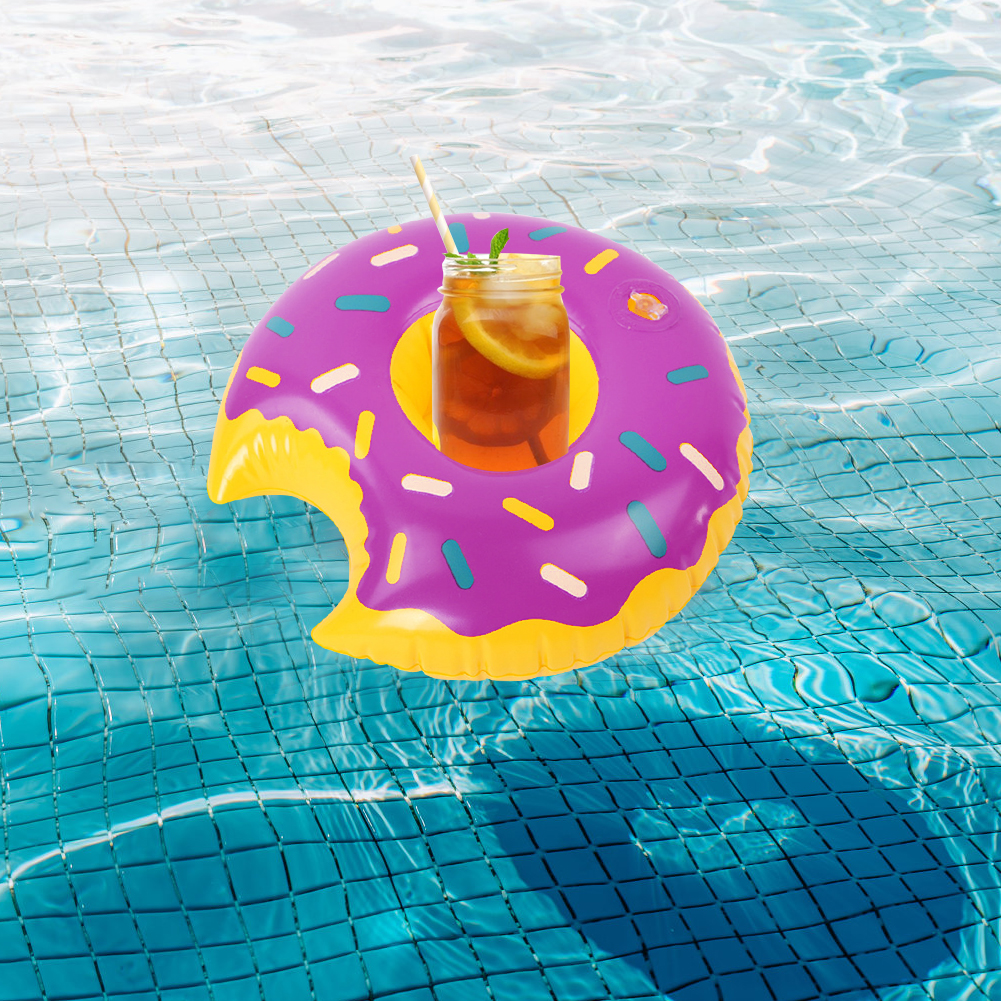 Float Inflatable Drink Cup Holder Donut Beverage Glass Holders Stand Floating Coasters Swimming Pool Party Toy Drink Stand