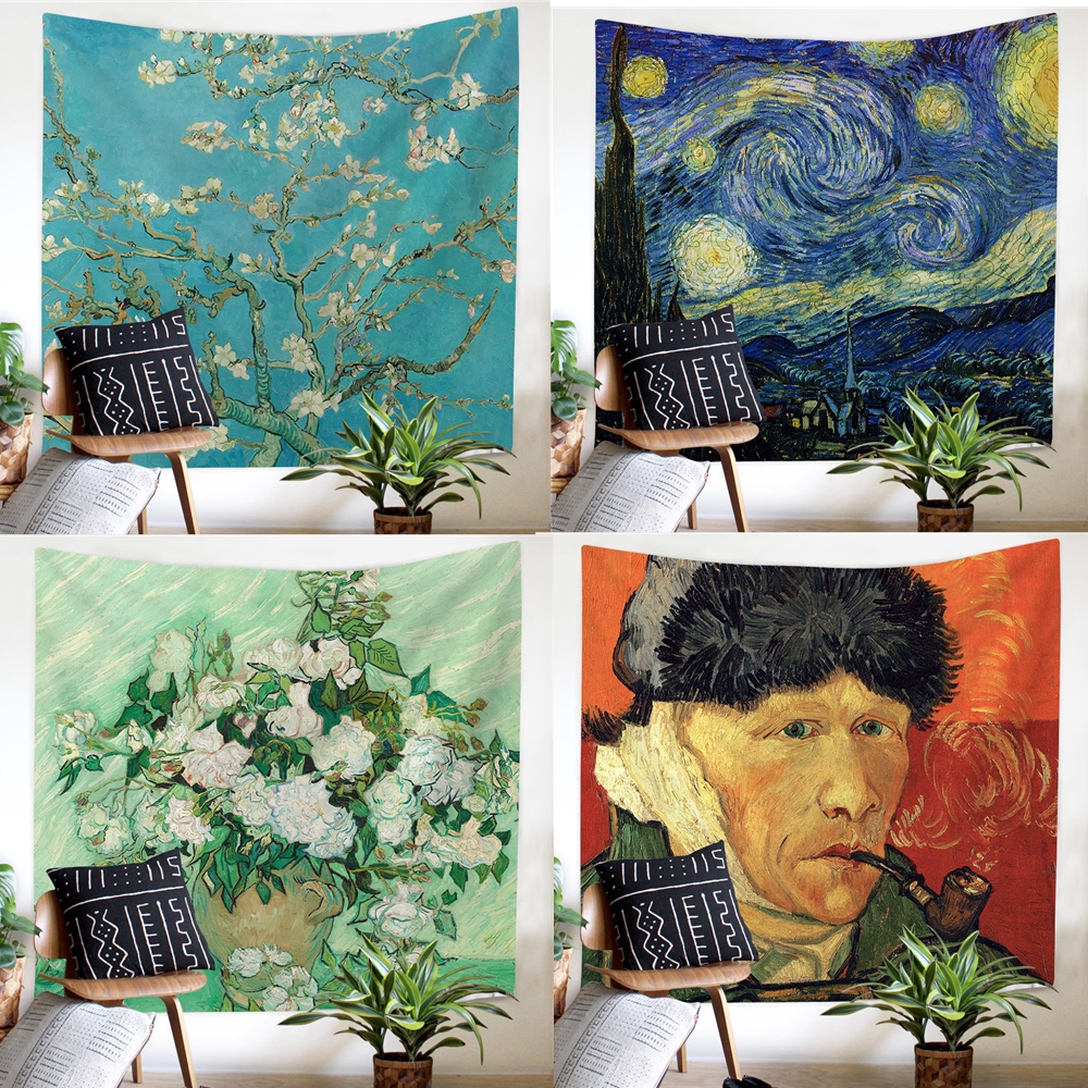 Boho Mandala Tapestry Wall tapis van Gogh Gogh Painting Huile Print Banner Flag Cover Couvrer la décoration intérieure