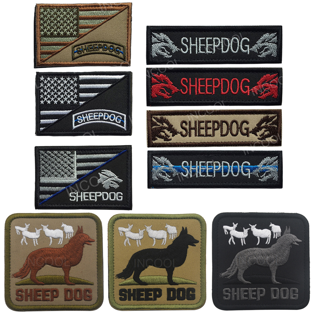 Patch ricamato cani da pecora cerotti americani bandiera militare k9 cani emblema tattico emblema da ricamo da ricamo da pastore