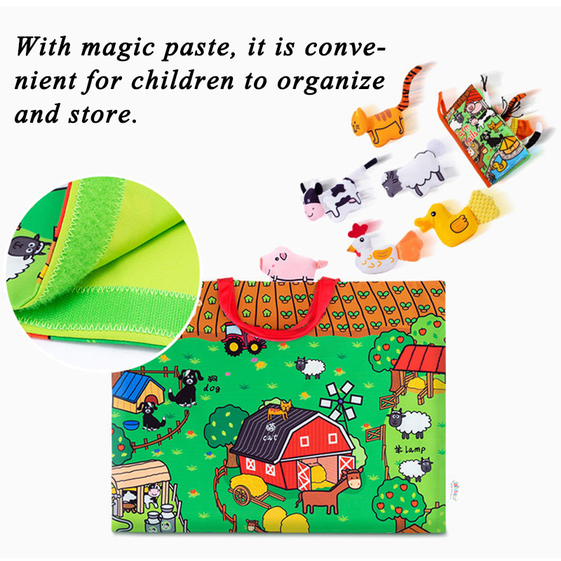 Baby Animal Quiet Book Puzzle Sensory Toys Fabric Dinosaur Farm/Rainforest/Jungle Animal Soft Cloth Book Cognitive Infant Toys