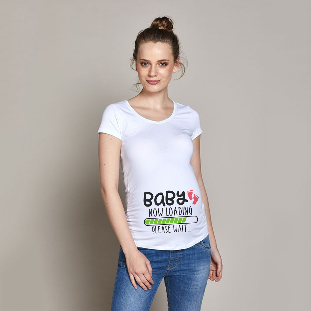 Summer Pregnant Funny T-shirt Pregnant Women Maternity Clothes Baby Print Maternity Tops Pregnancy Announcement New Baby Tee