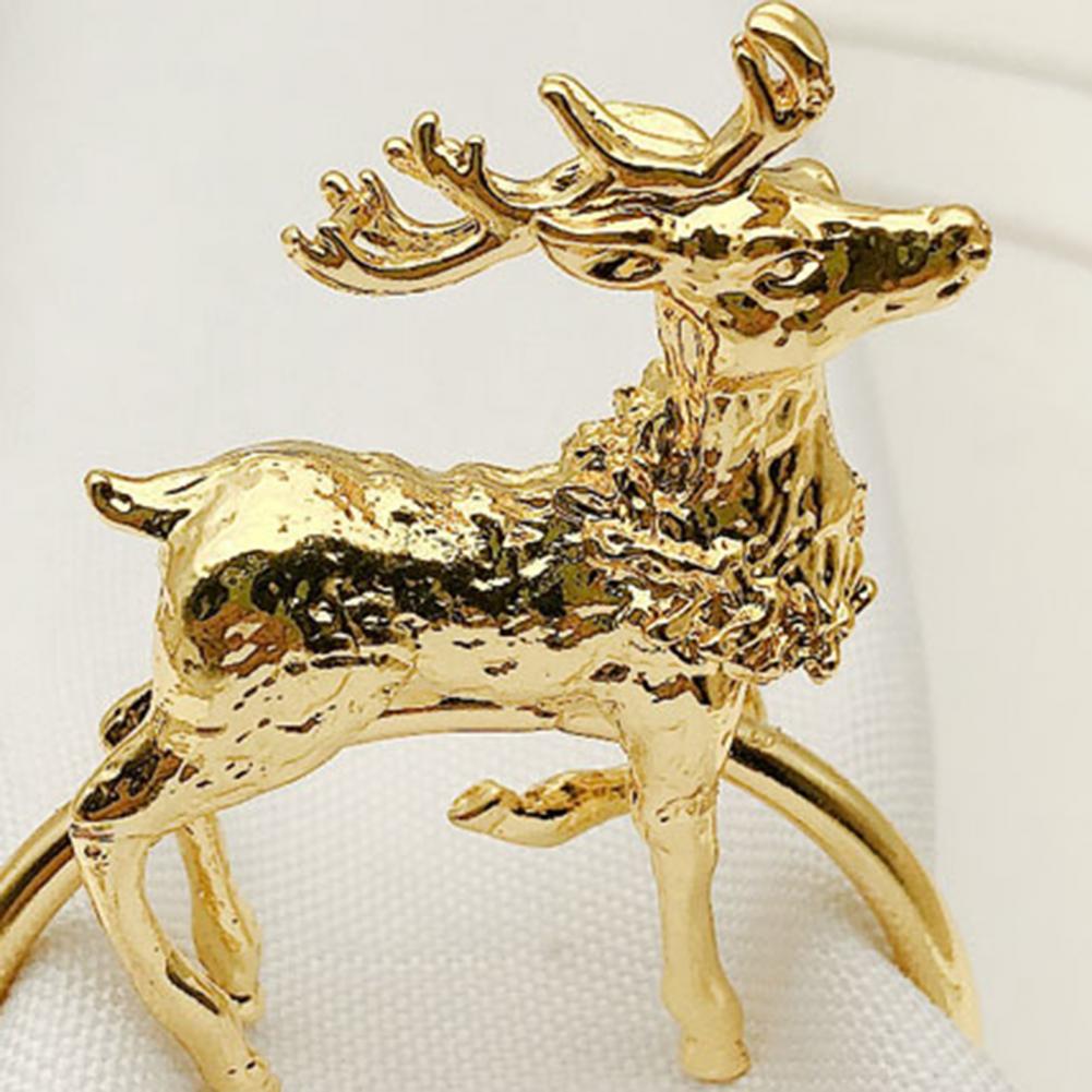 Cute Deer Shape Napkin Ring Exquisite Anti-fade Alloy Napkin Holder Towel Rings Hotel Christmas Wedding Accessories