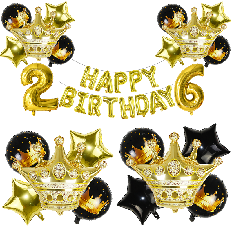Oro nero 0 1 2 3 4 5 6 7 8 9 Numero corona palloncini bambini adulti adulti decorazioni feste di compleanno forniture gonfiabili giocattoli bambini