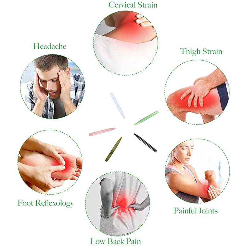 Jade Manual Acupressure Pen Gua Sha Massage Acupuncture Pen Jade Natural Facial Massage Beauty Bar Trigger Point Massage Tool