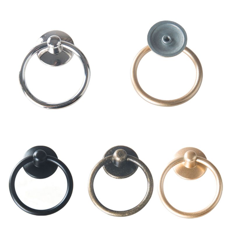 Circle Handles Gold Silver Black Round Ring Zinc Alloy Door Handles Pulls Cabinet Dresser Drawer Knobs For Furniture Hardware