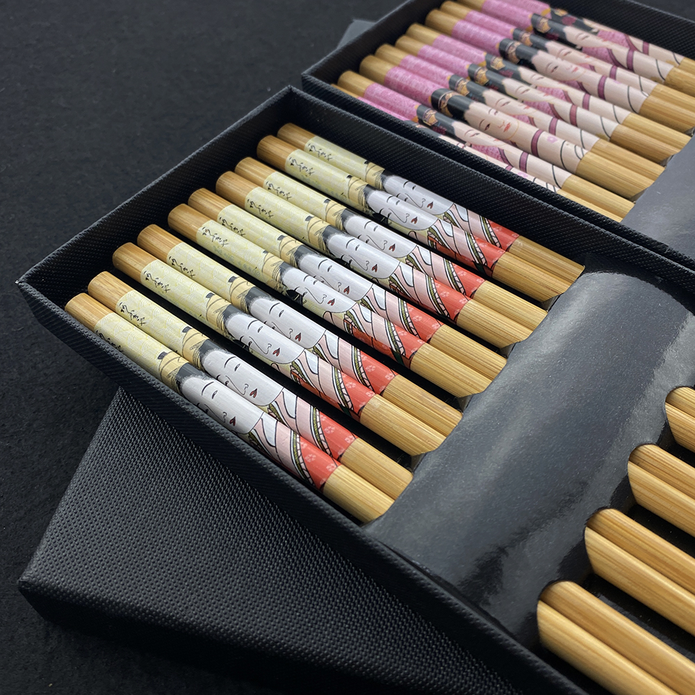 5 par Handgjorda bordsartiklar Huvudpinnar Tool Pack Gift Japanese Maid Chopsticks Natural Sticks Bamboo Set for Deckhome Hotel