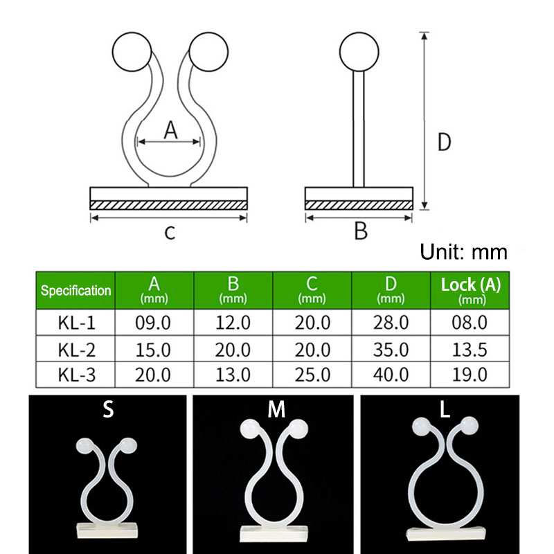 Fastener 10st/Pack harts Väggklättringsklipp Garden Plant Supplies L/M/S bundet fixtur Självhäftande vinrankan