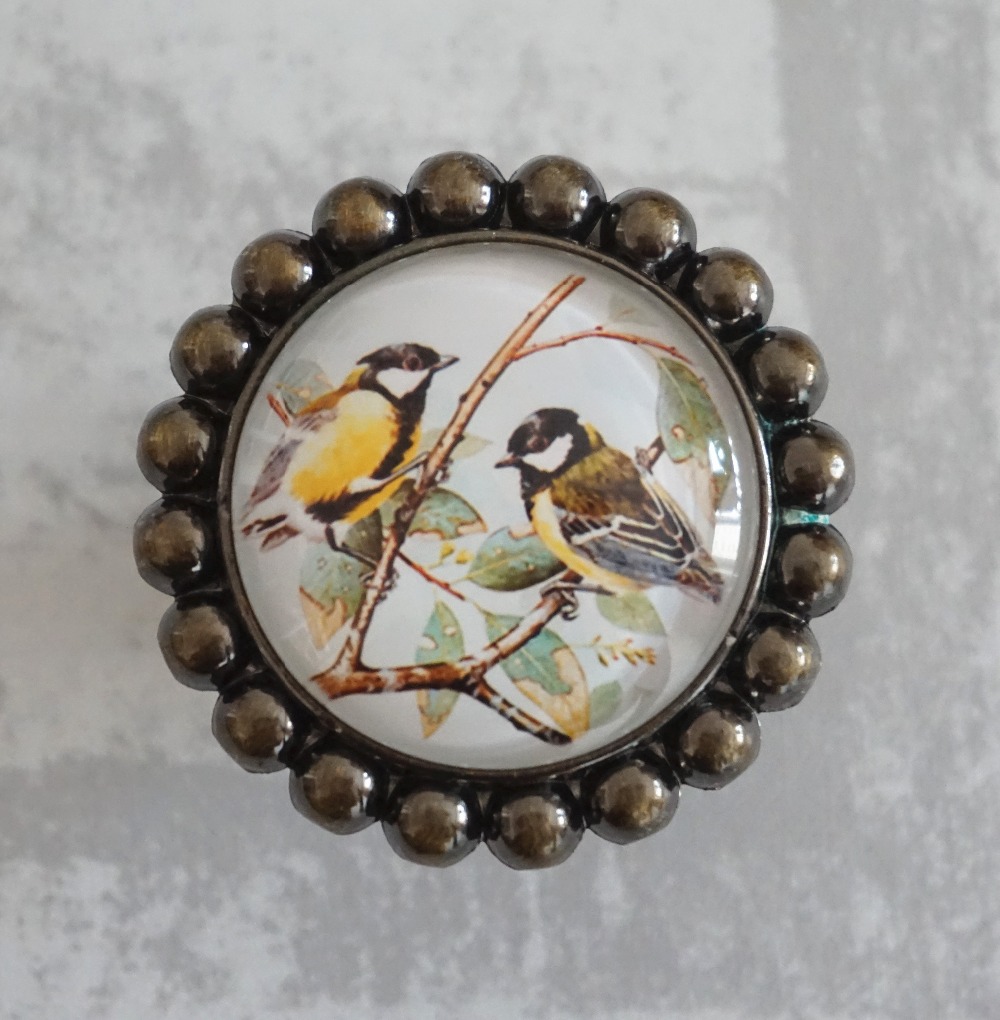 Dois pássaros-botões de puxadores de gabinete vintage maçaneta de mobília de arte diy mobiliário puxa bronze antigo hardware da cômoda de prata