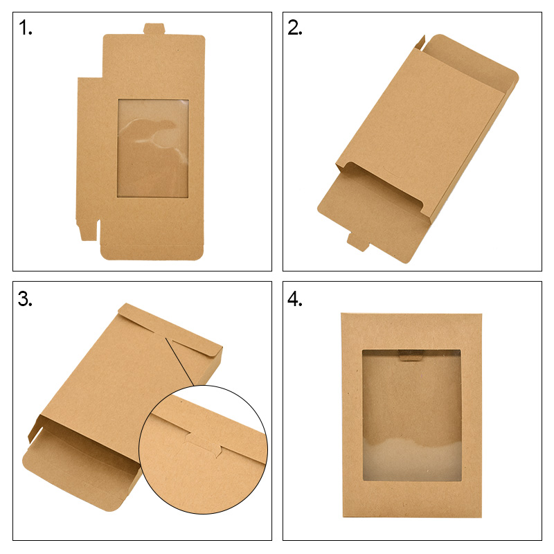 Kraft Paper Box with Window Candy Cookie Gift Boxes Bags Wedding Birthday Party Home DIY Jewelry Gift Packaging Decorations