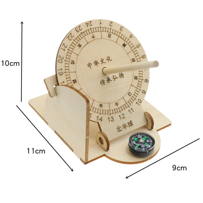 Kinesisk forntida vetenskap Sundial Solhöjd Mätinstrument DIY Assembly Wood Parts Kittoy for Children Gift Toy