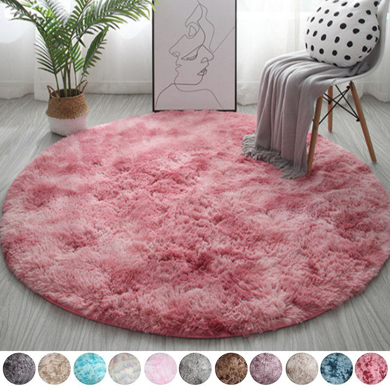 200 cm flauschige Runde Teppich Teppiche für Wohnzimmer Schlafzimmer Hausdekoration grau/rosa dicke Plüsch Teppich Kinderzimmer Matte große zottelige Teppiche