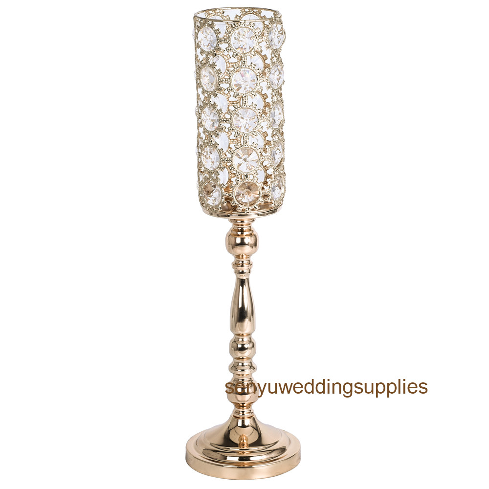 Gold/ Silver Flowers Vases Candle Holders Road Lead Table Centerpiece Metal Stand Candlestick For Wedding Party Candelabra 1290