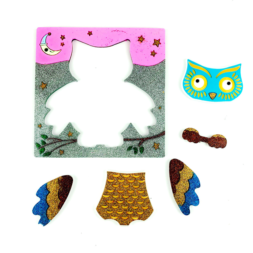 Moule de silicone en forme de puzzle en forme de puzzle en forme de dinosaure Crocodile Girafe Puzzles Epoxy Resin Moule pour les enfants