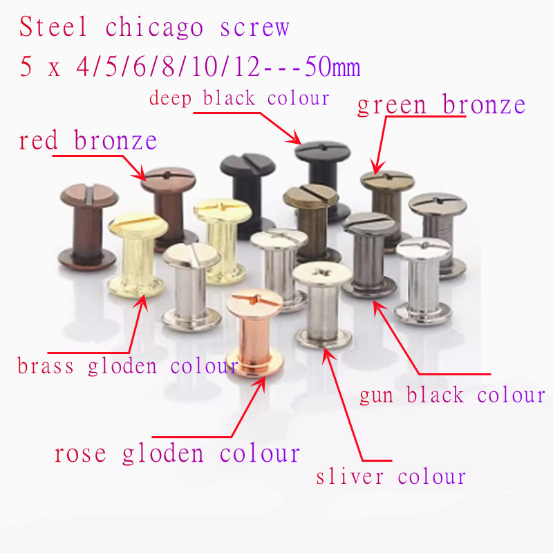 -D5 M4 Black Gloden Sliver Bronze Kolor Chicago Scor Conta Książki, śruba z tyłka, śruba albumowe ze zdjęciami