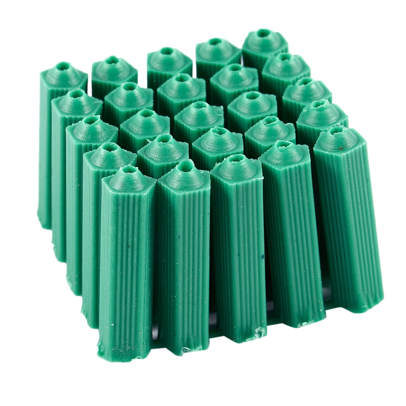 Монтажные винты зеленый 6 мм без скольжения пластиковый дюбель 100 кусочков