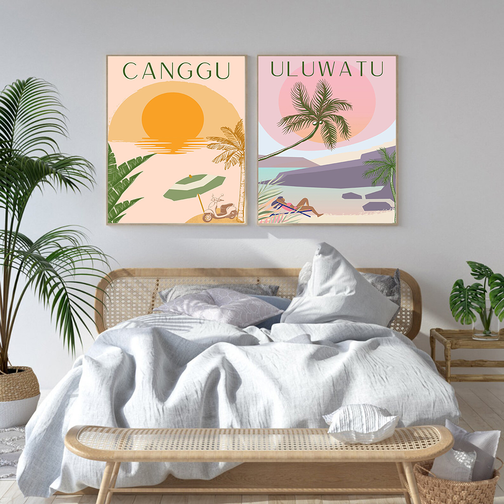 Landscape Wall Art Canvas Posters Nordic Prints Travel Bali Beach Sea Painting Pictures for Modern Living Room Home Decoration