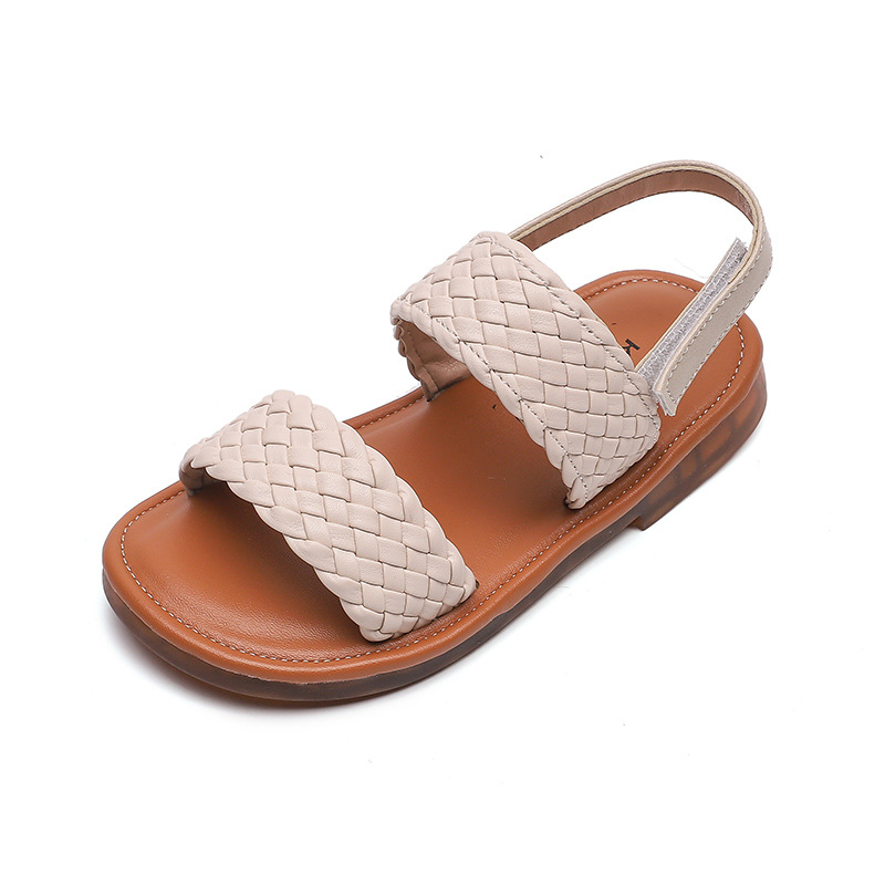 Summer Sandalias de niñas pequeñas cómodas de fondo suave de fondo Sandalia para niños zapatos para niños sandalias de playa plana beige marrón negro