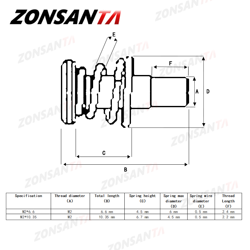 Zonsanta M2 Springs Carte graphique Vis Phillips CPU Bolt de fixation du radiateur de panne