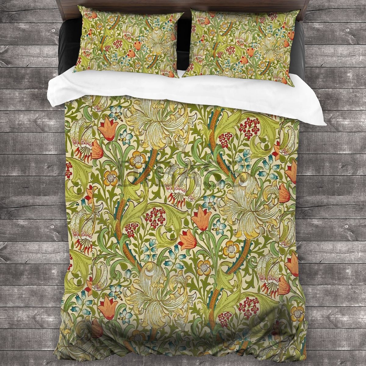 William Morris Golden Lily Consolador com 2 fronhas, cama de microfibra macia King/Queen Size, capa de edredon floral jacobean