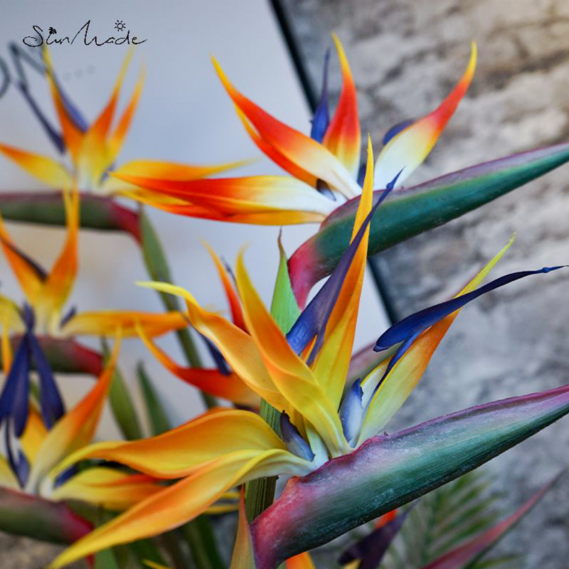 Sunmade Luxury Grand Bird Of Paradise Fleurs artificielles Décor de salon Decor Flower Arrangement DIY MARIAGE FORES DÉCOR