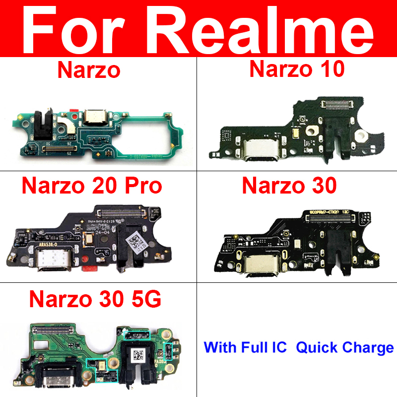 Oppo Realme Narzo 30 20 10 Pro 5G USB充電ボードコネクタReapir部品のUSB充電ボードドックFelxケーブル