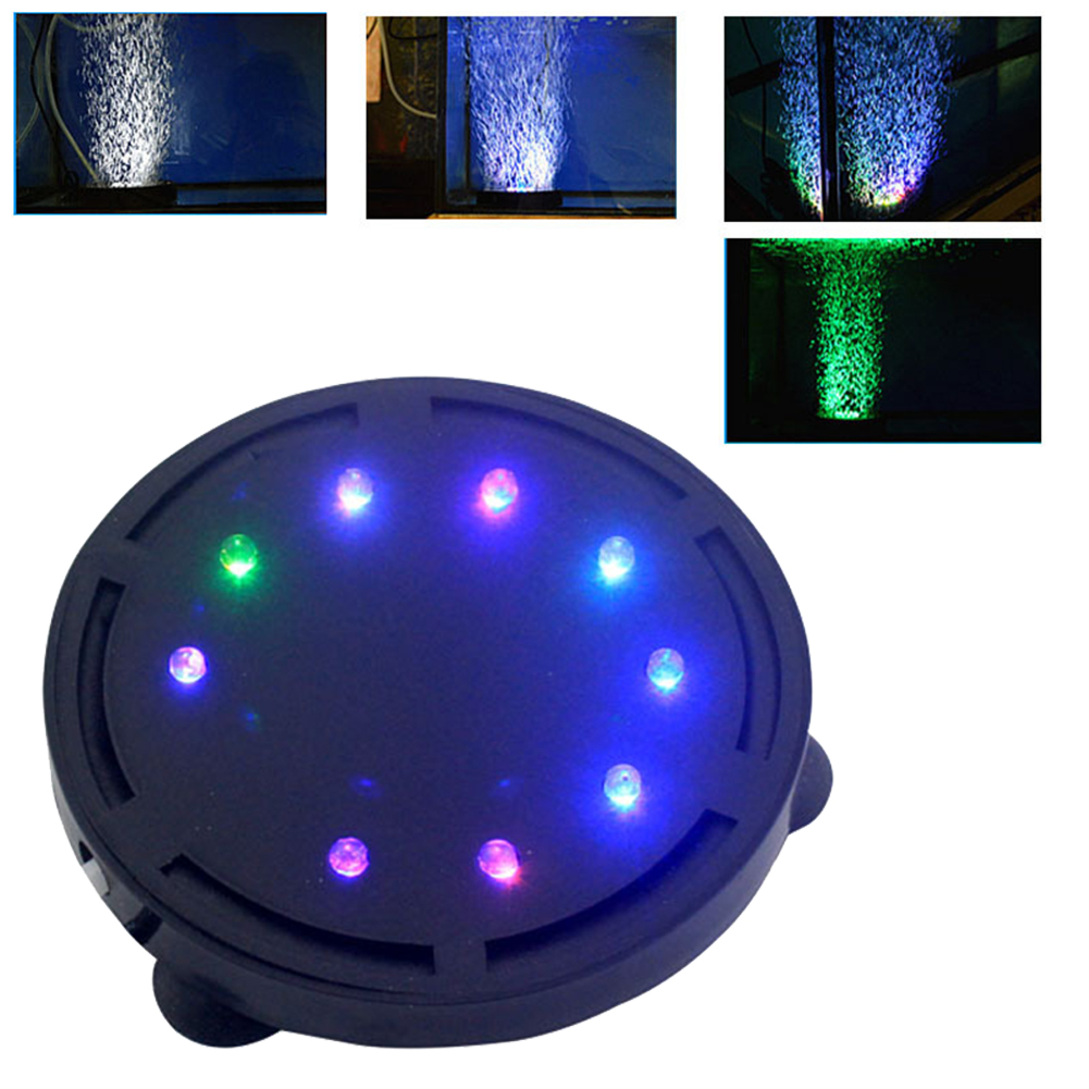 LED Aquarium Lamp with Oxygen Bubbles Dark Glow Underwater Colorful RGB Oxygen Bubble Round Light Aquarium Fish Tank Decor Lamp