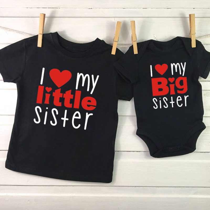 Matchande skjortor syskon systrar bror t-shirt jag älskar min stora syster bror lilla syster barn flicka pojkar kläder baby bodysuits