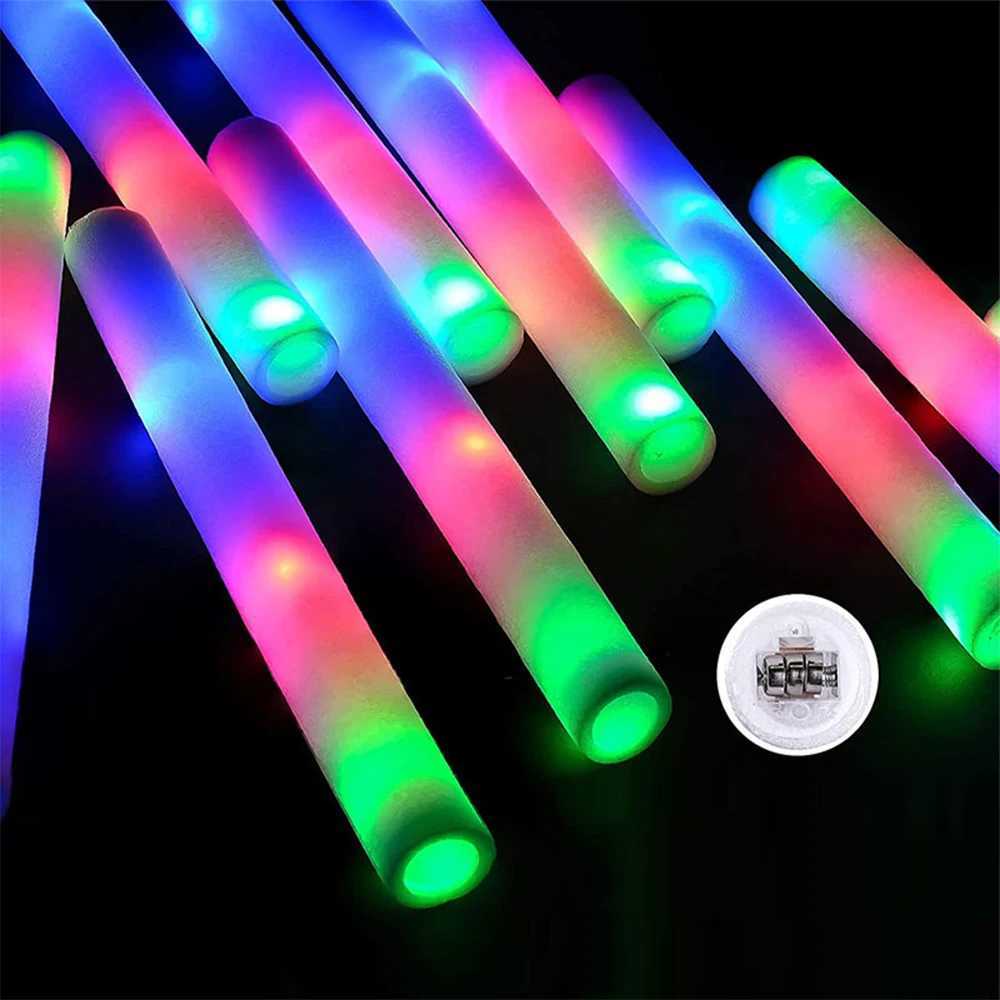 LED Rave Toy Glow Sticks Kolor Kolor LED Ploam Stick Party Party Glow In The Dark Light na Wedding Xmas Festival 240410