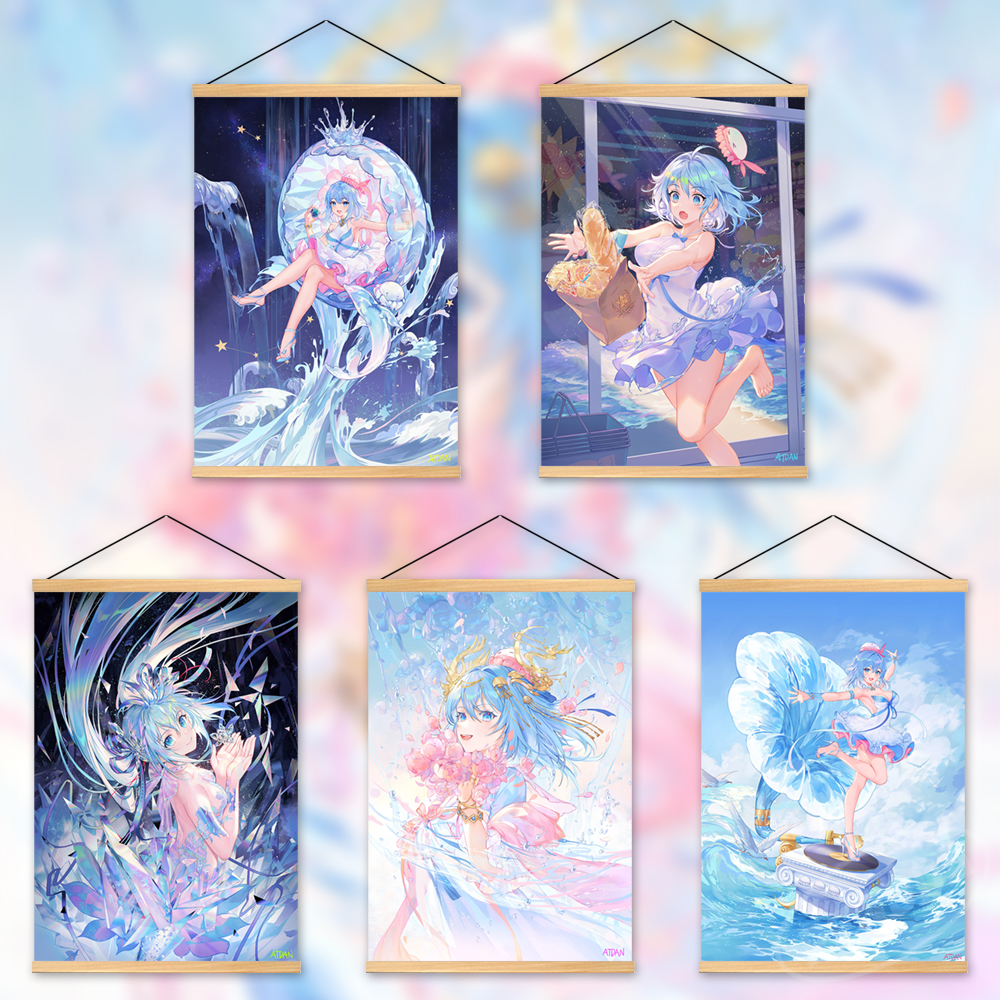 Canvas Modular Japanese Anime Wooden Hanging Paintings Cute Girl Home Wall Artwork Posters Pictures Prints Aesthetic Room Decor