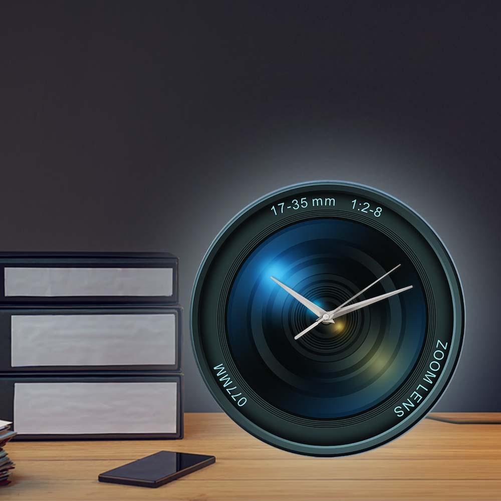 Camera Lens Wall Clock Photography Pictures Images Zoom Color Photo ISO Exposure Snap Selfie Custom Decorative Modern Wall Clock