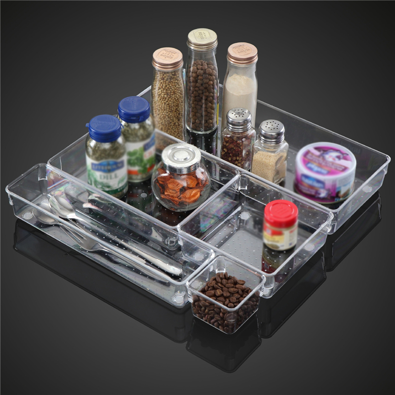 /conjunto caixa de armazenamento de gavetas transparente Caixa de armazenamento de mesa de mesa para cosméticos jóias de jóias