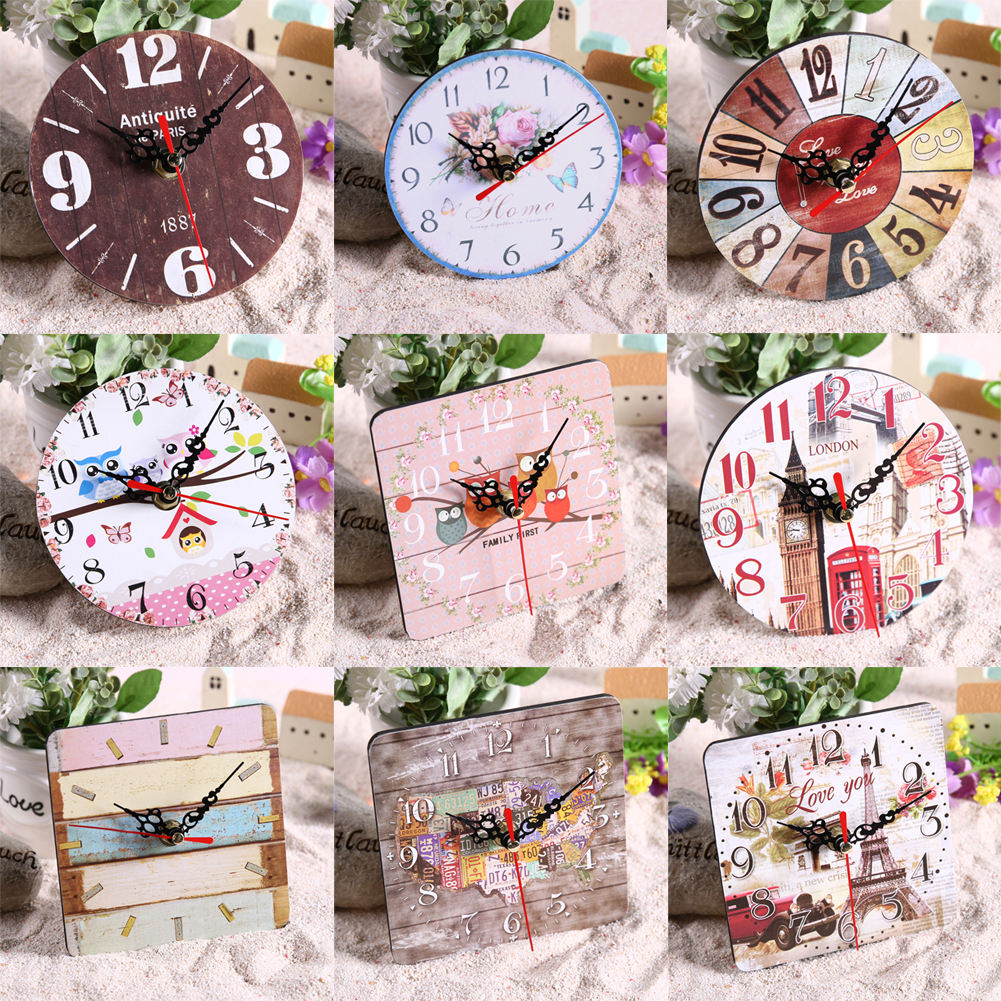 Vintage Wooden Wall Clock Large Shabby Chic Rustic Kitchen Home Antique